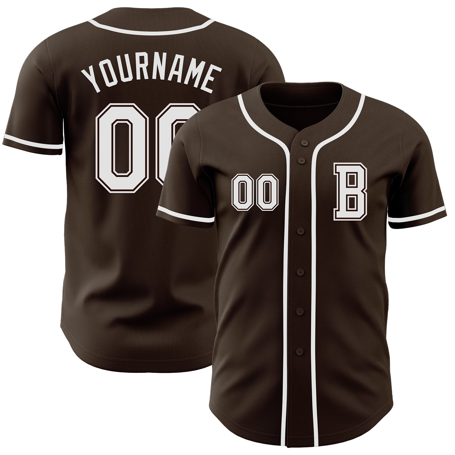 Custom Brown White Authentic Baseball Jersey - Main View