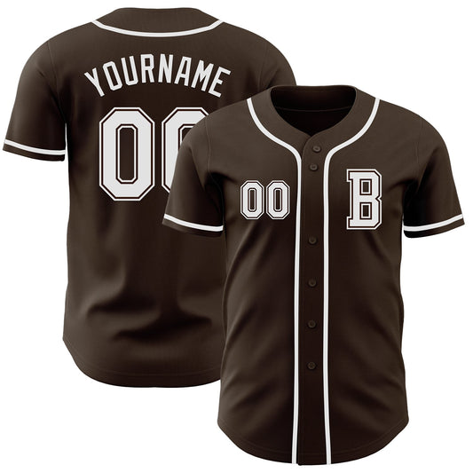 Custom Brown White Authentic Baseball Jersey - Main View