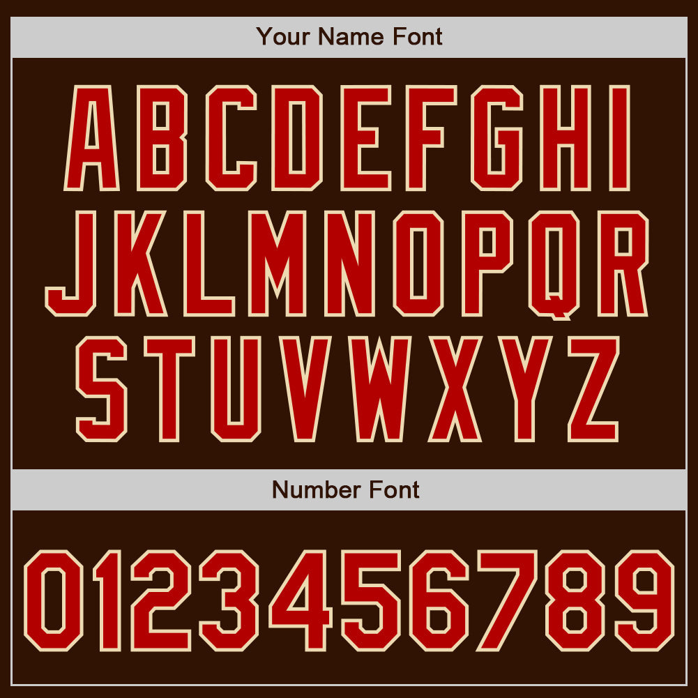 Custom Brown Red-Cream Authentic Baseball Jersey view 8