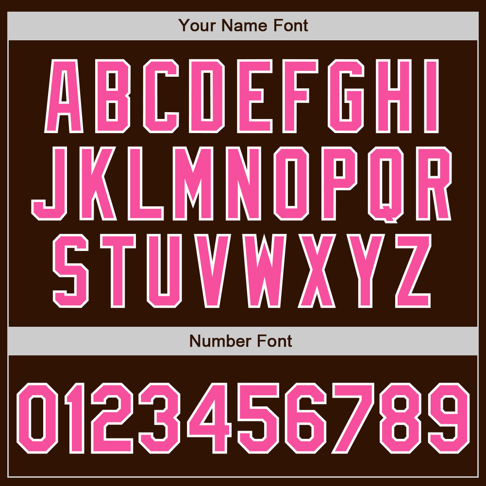 Custom Brown Pink-White Authentic Baseball Jersey view 8