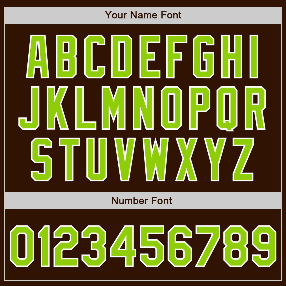 Custom Brown Neon Green-White Authentic Baseball Jersey view 8
