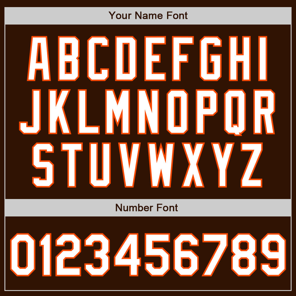 Custom Brown White-Orange Authentic Baseball Jersey view 8