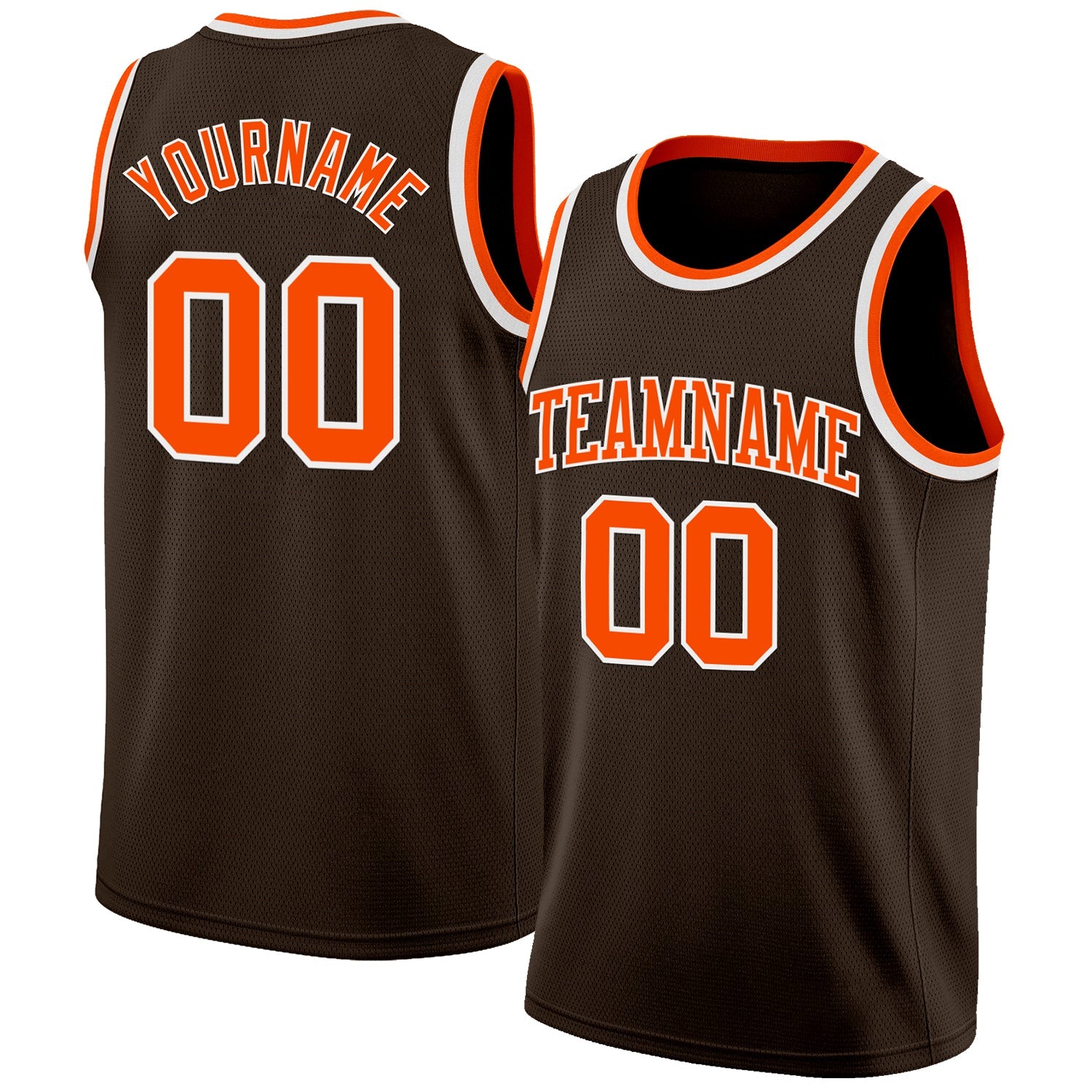 Custom Brown Orange-White Authentic Basketball Jersey - Main View