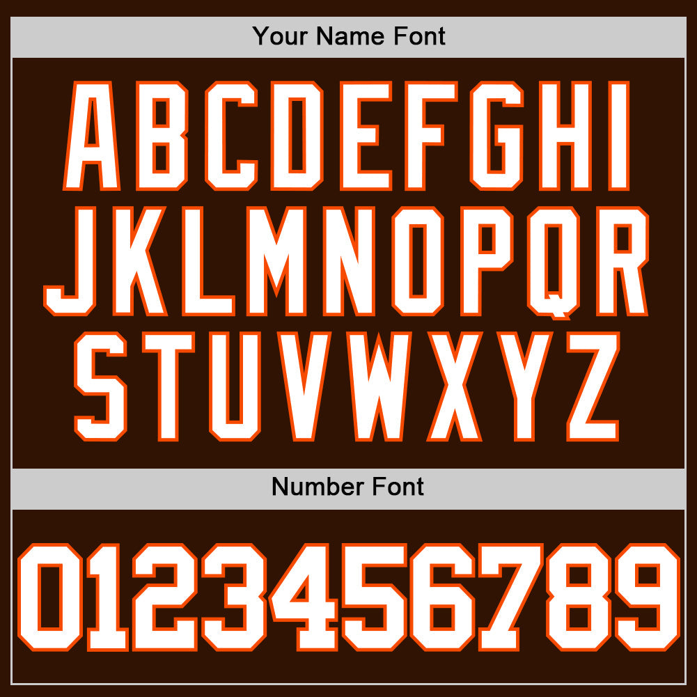 Custom Brown White-Orange Authentic Basketball Jersey view 3