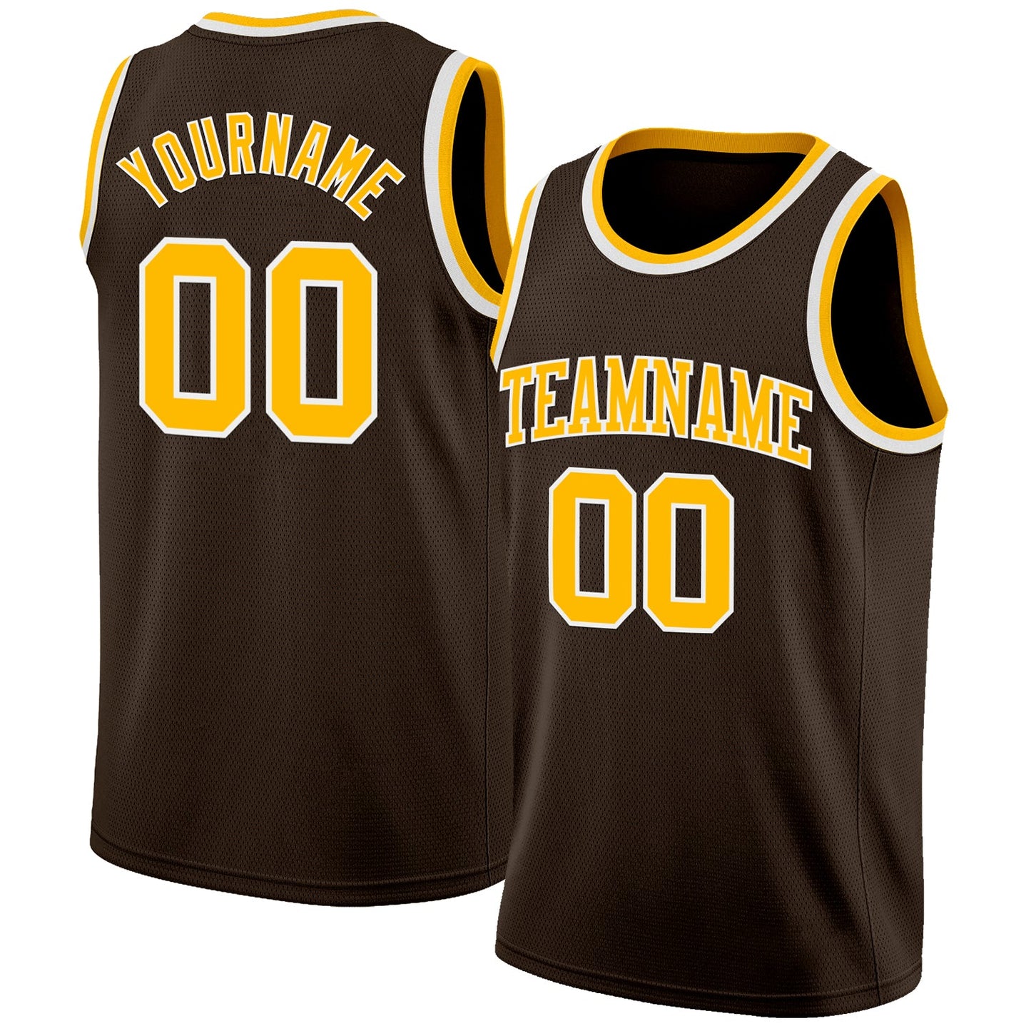 Custom Brown Gold-White Authentic Basketball Jersey - Main View