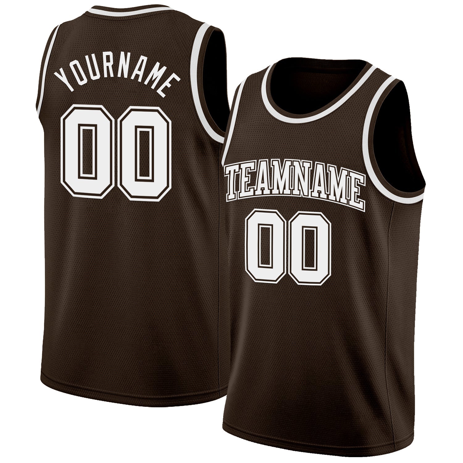 Custom Brown White Authentic Basketball Jersey - Main View
