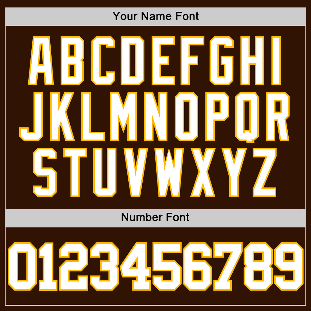Custom Brown White-Gold Authentic Basketball Jersey view 3