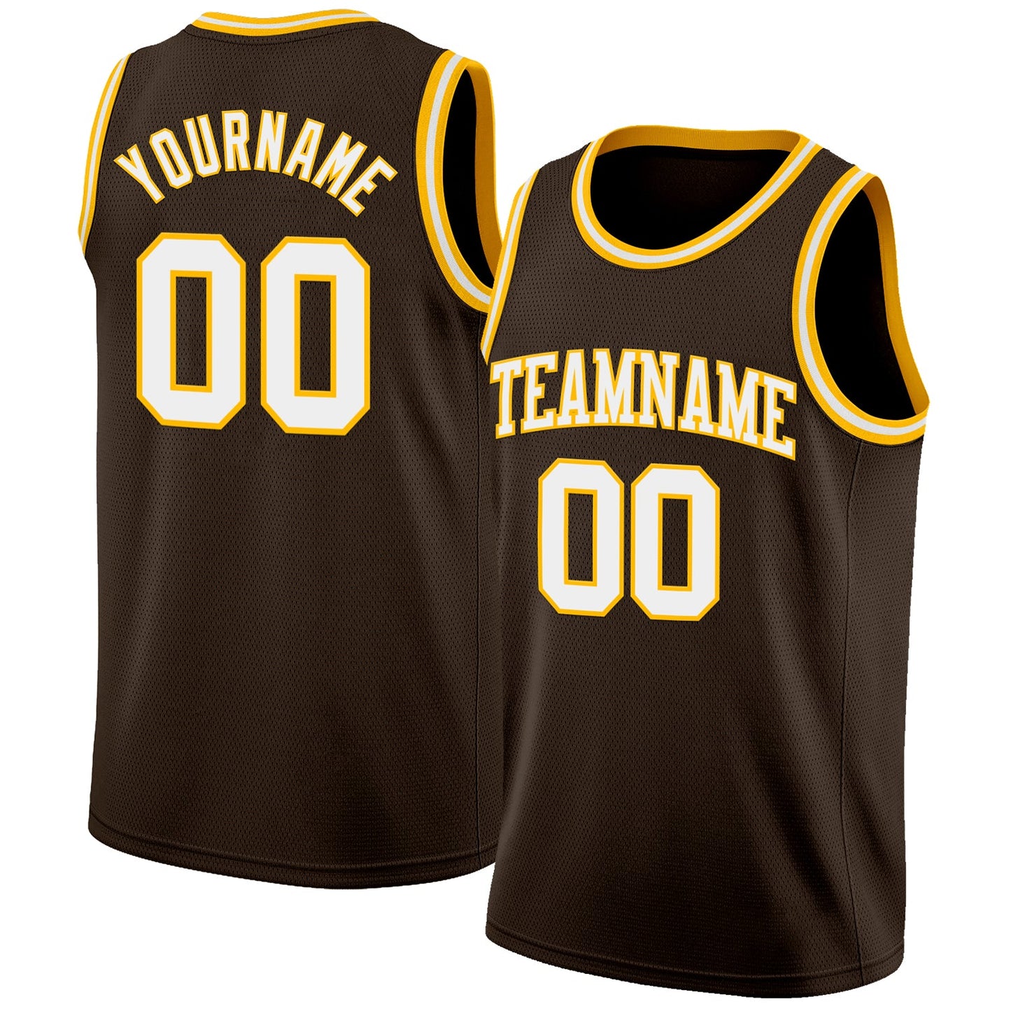 Custom Brown White-Gold Authentic Basketball Jersey - Main View