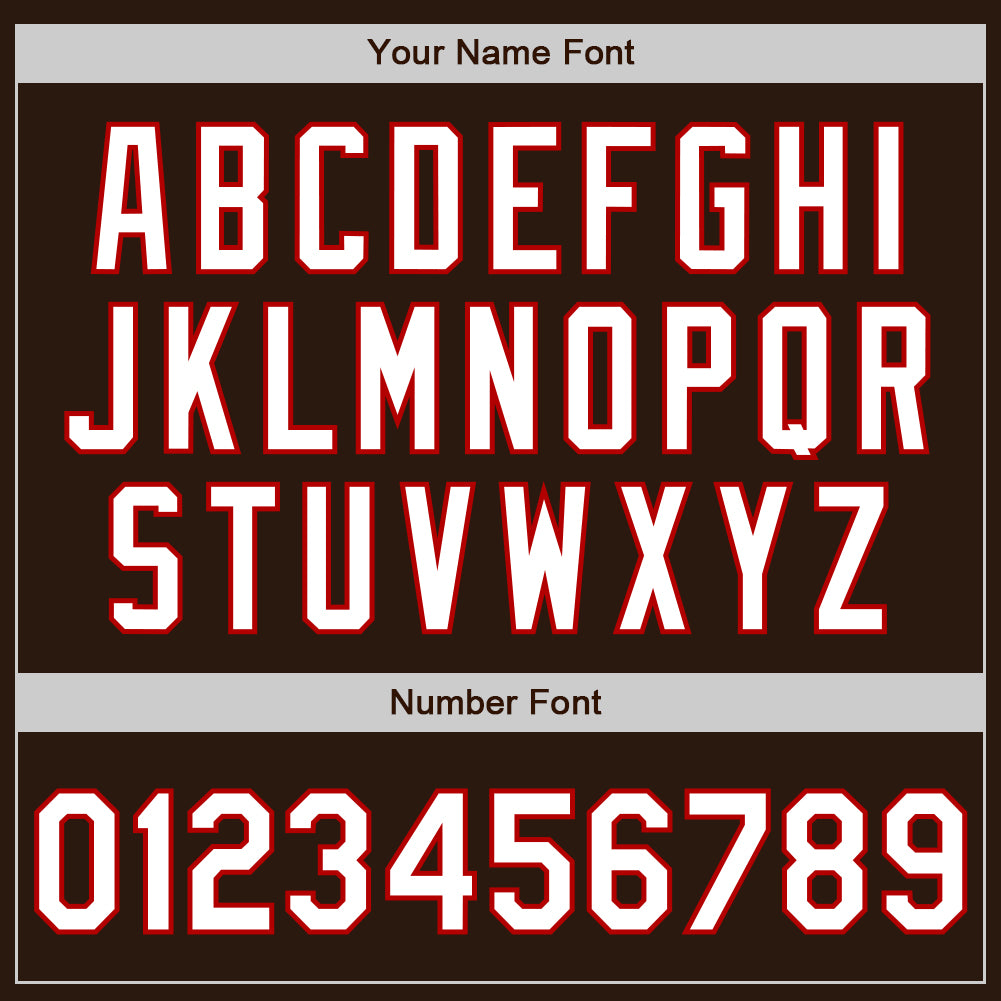 Custom Brown White-Red Authentic Baseball Jersey view 5