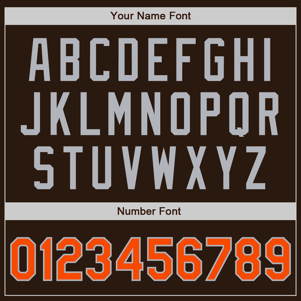 Custom Brown Orange-Gray Authentic Baseball Jersey view 5