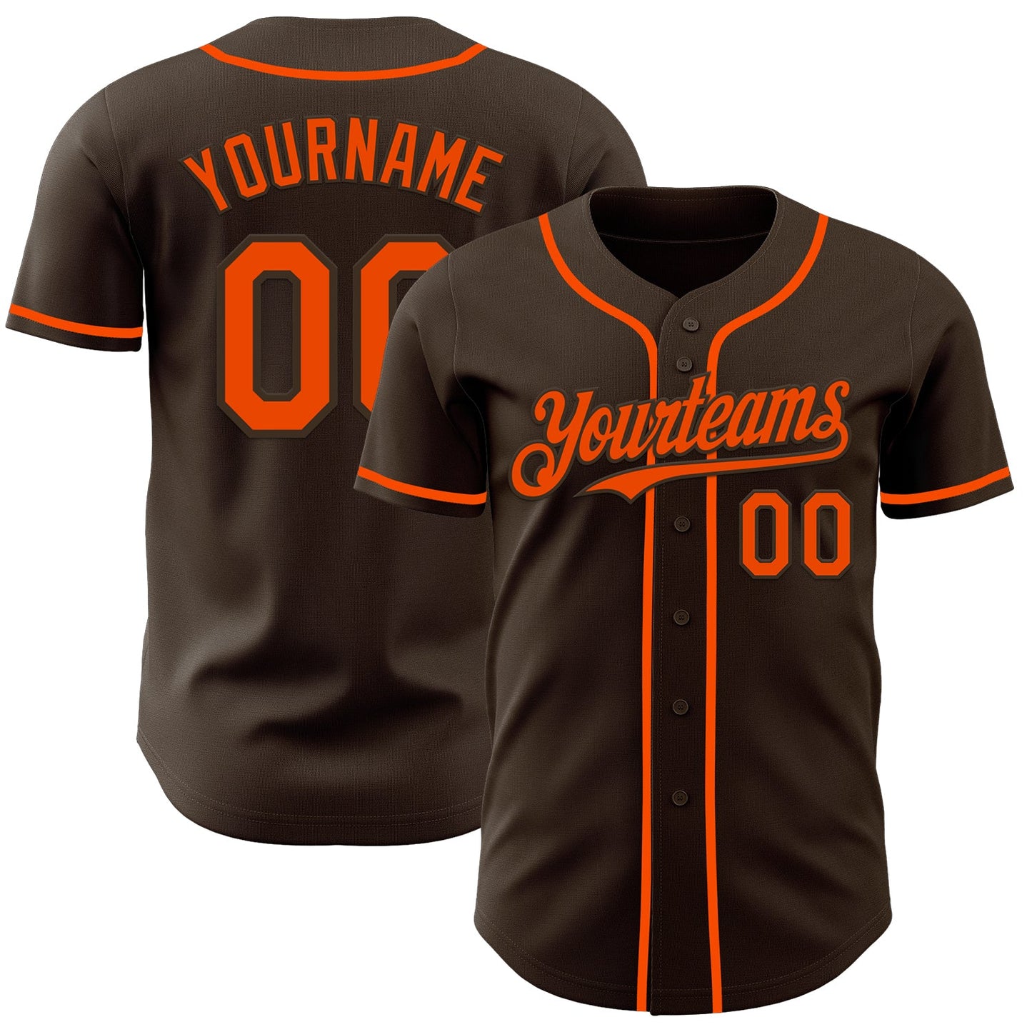 Custom Brown Orange Authentic Baseball Jersey - Main View