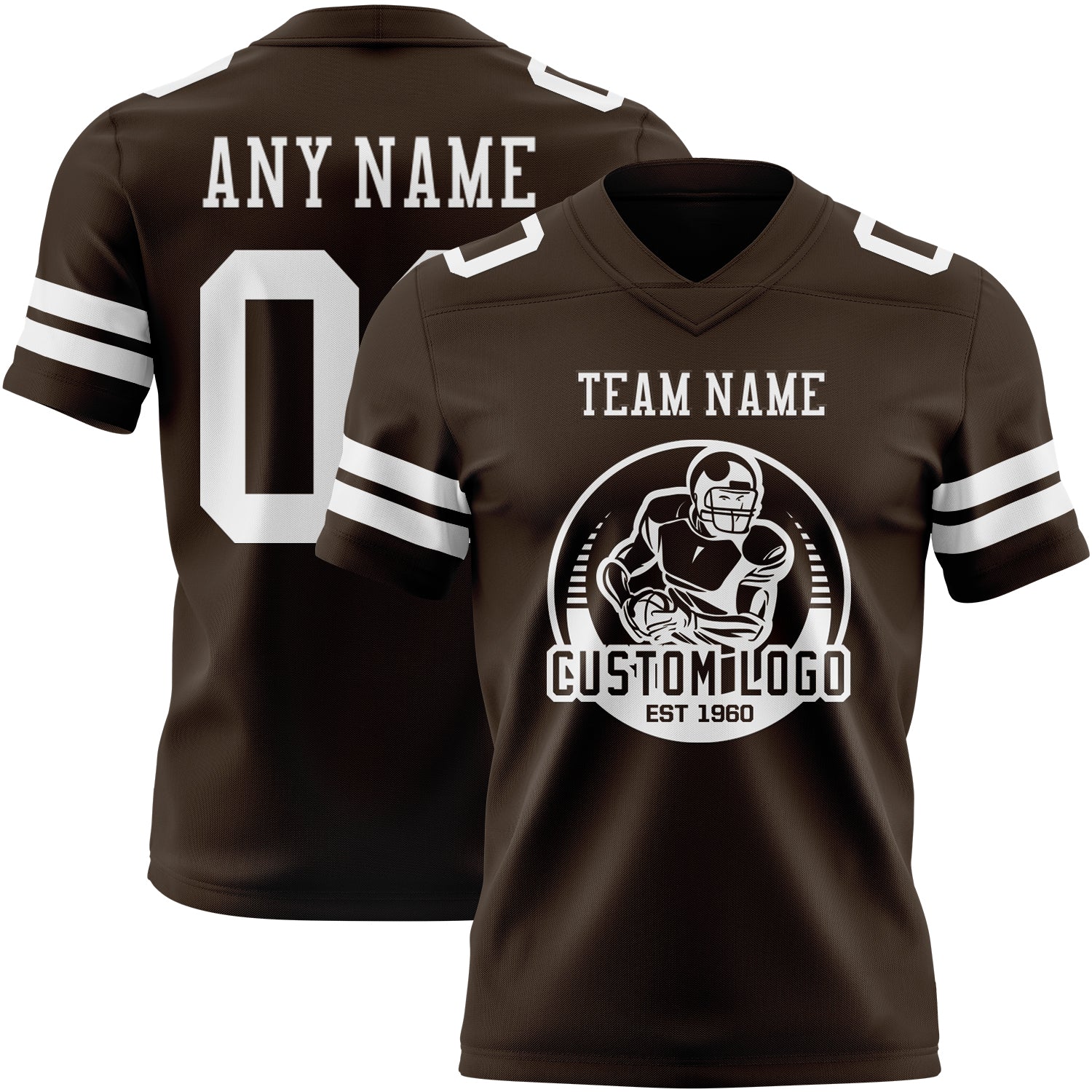 Custom Brown White Authentic Football Jersey view 2