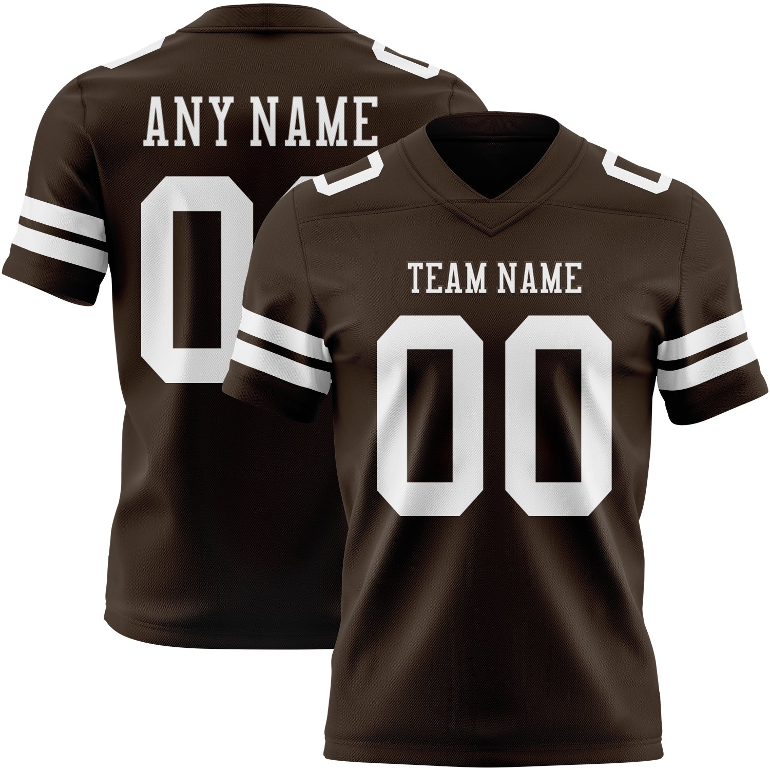 Custom Brown White Authentic Football Jersey - Main View