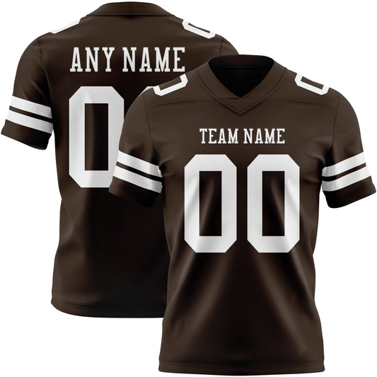 Custom Brown White Authentic Football Jersey - Main View