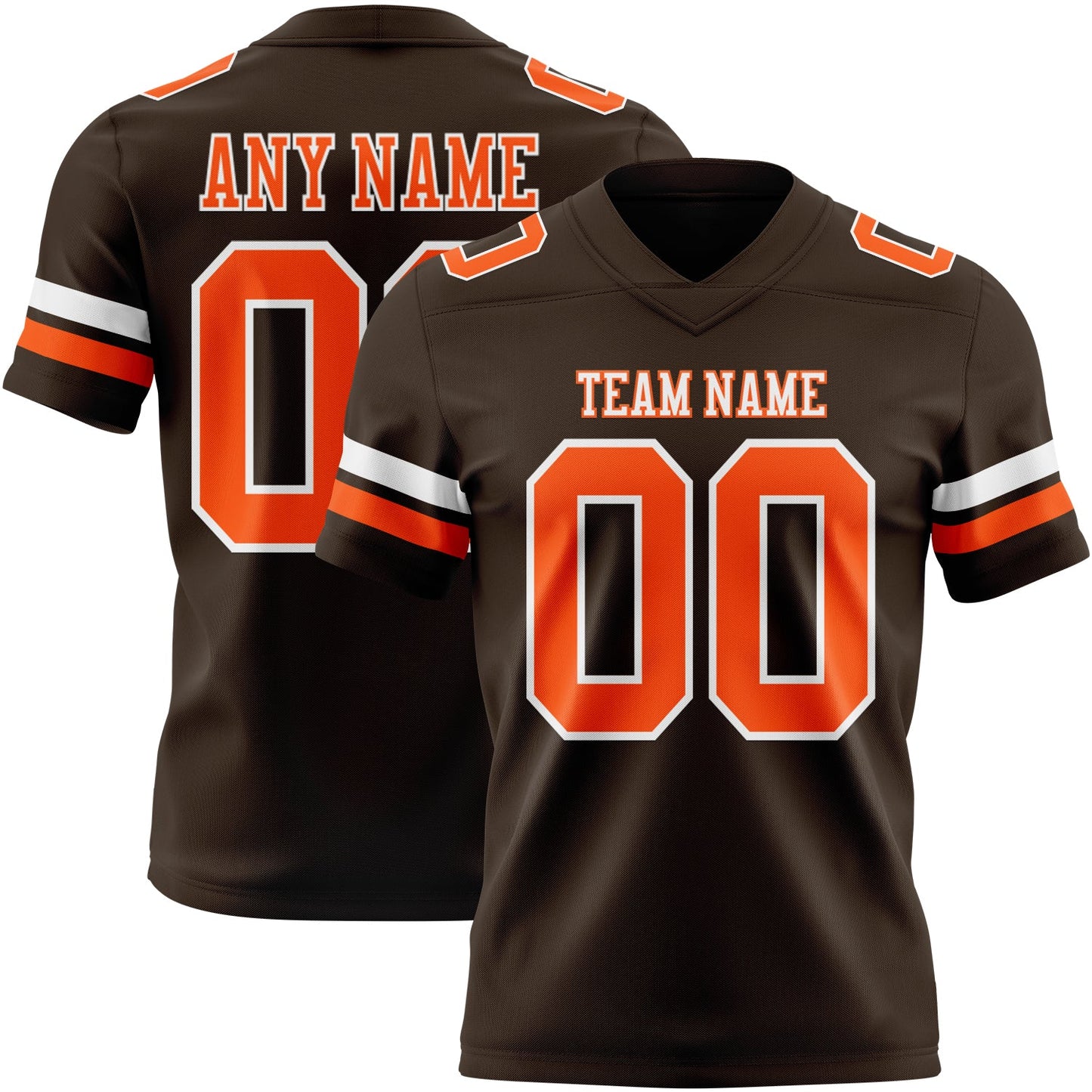 Custom Brown Orange-White Authentic Football Jersey - Main View