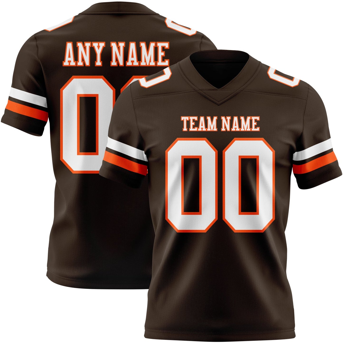 Custom Brown White-Orange Authentic Football Jersey - Main View