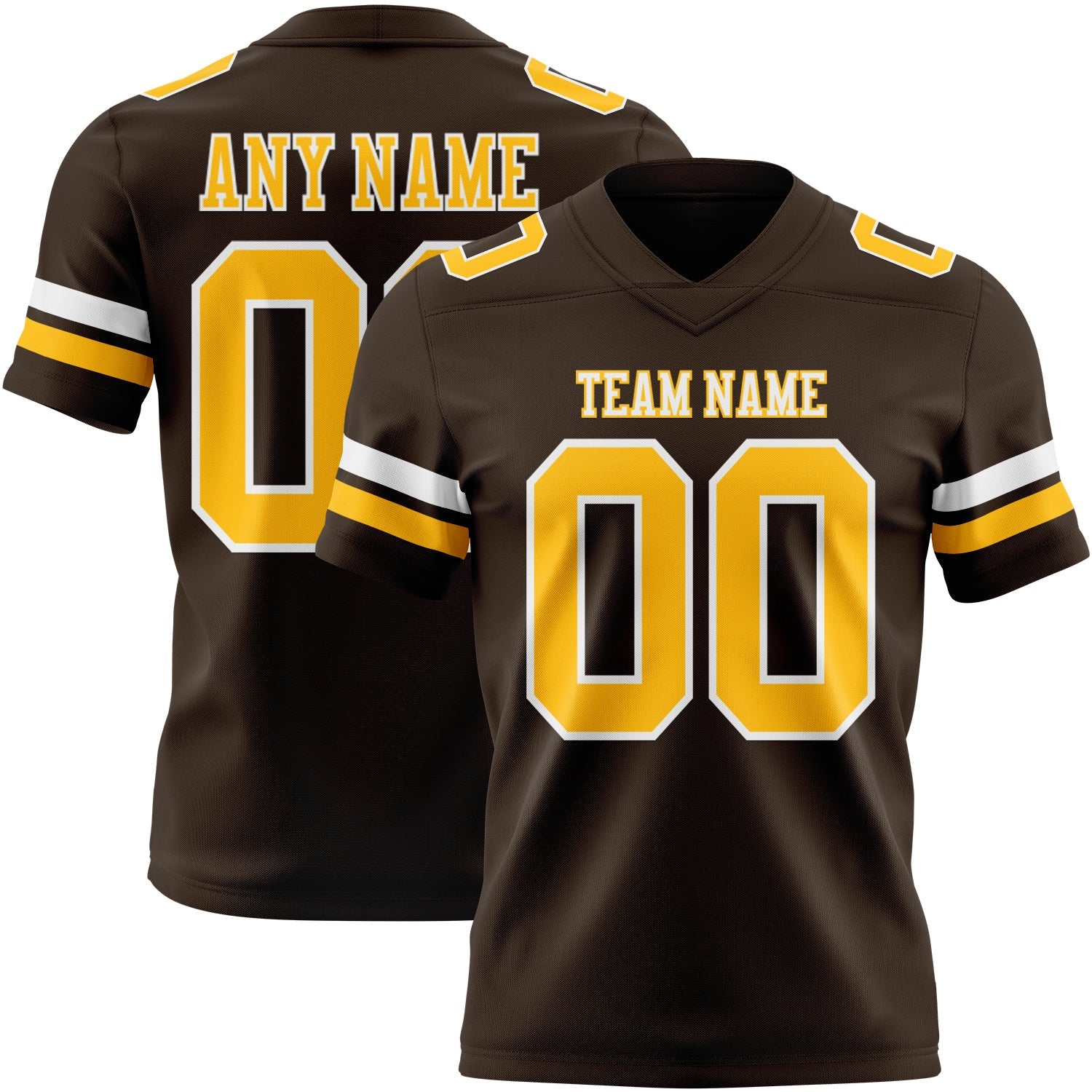Custom Brown Gold-White Authentic Football Jersey - Main View