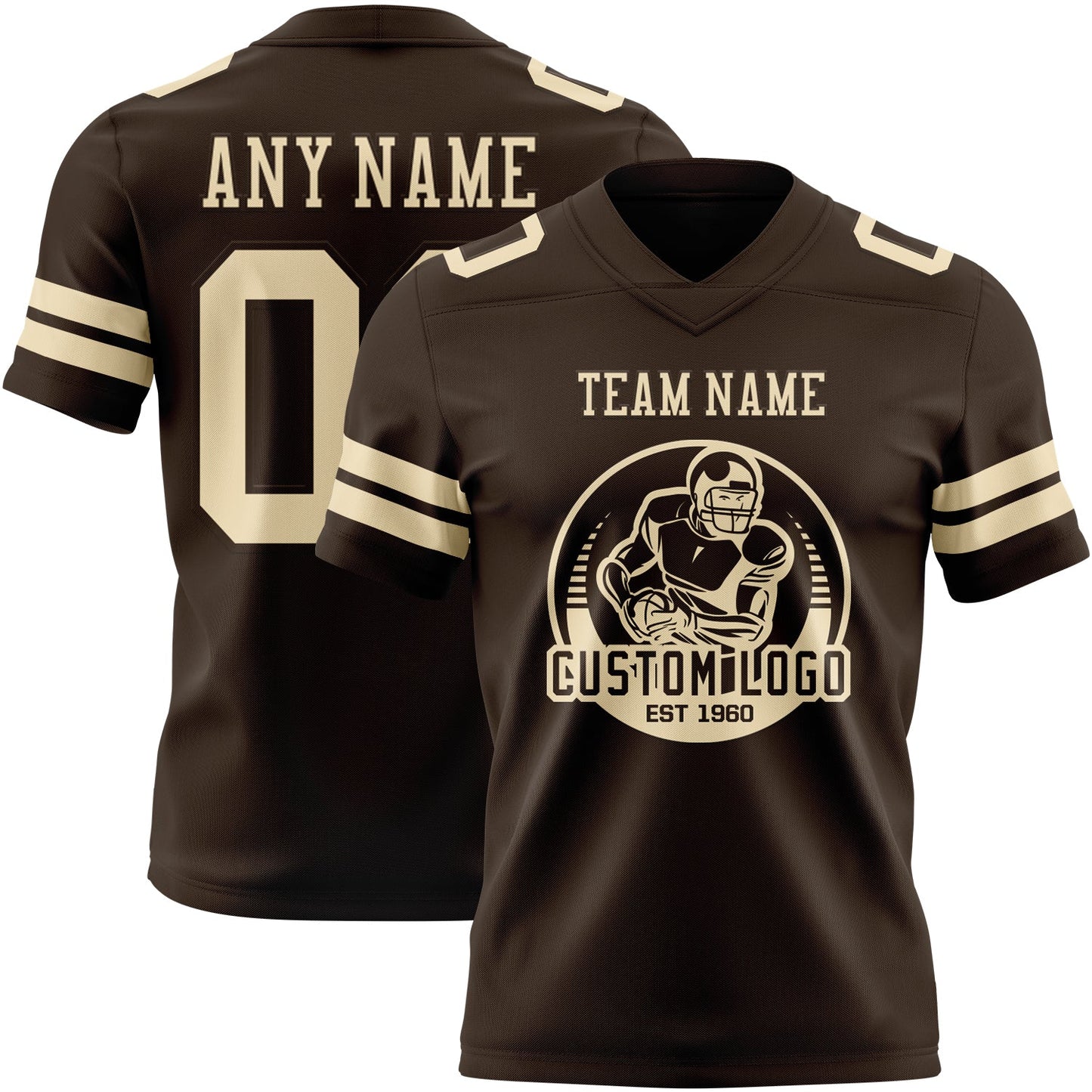 Custom Brown Cream Authentic Football Jersey view 2