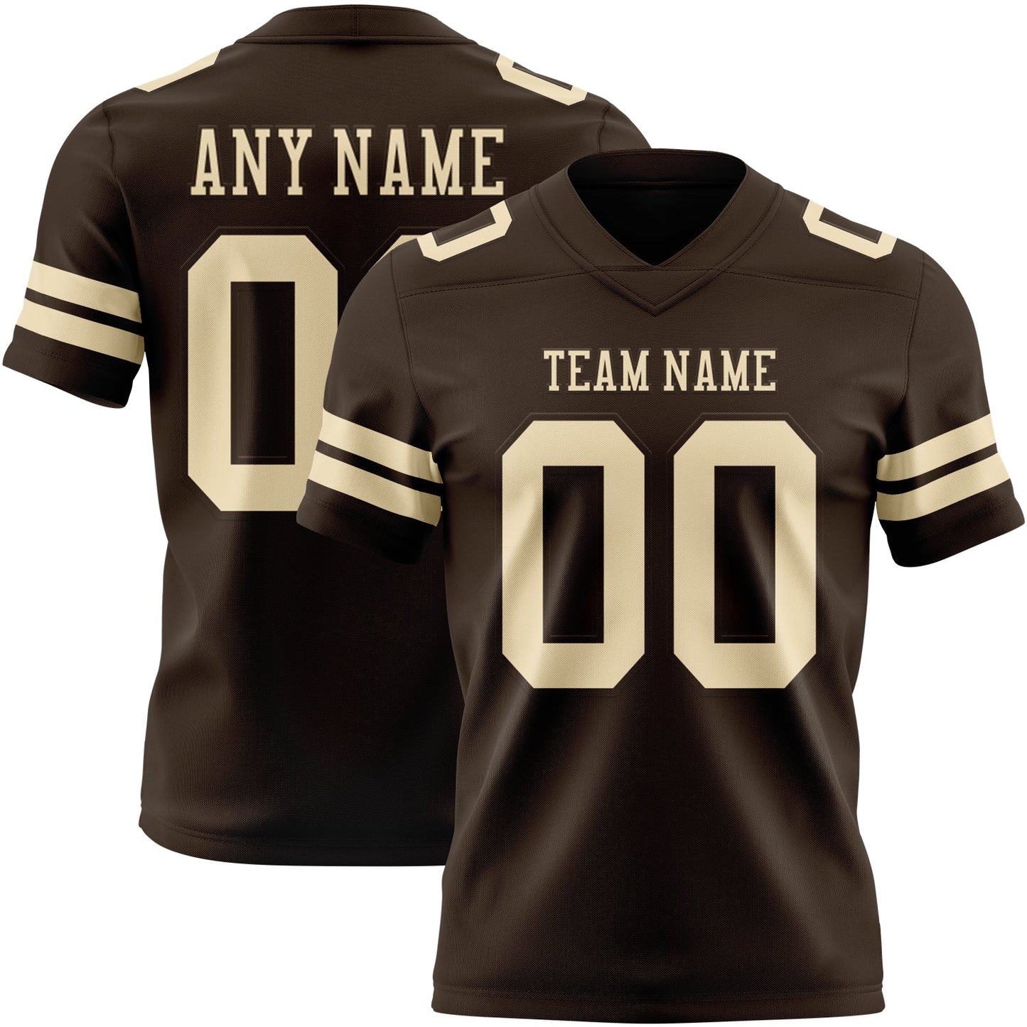 Custom Brown Cream Authentic Football Jersey - Main View