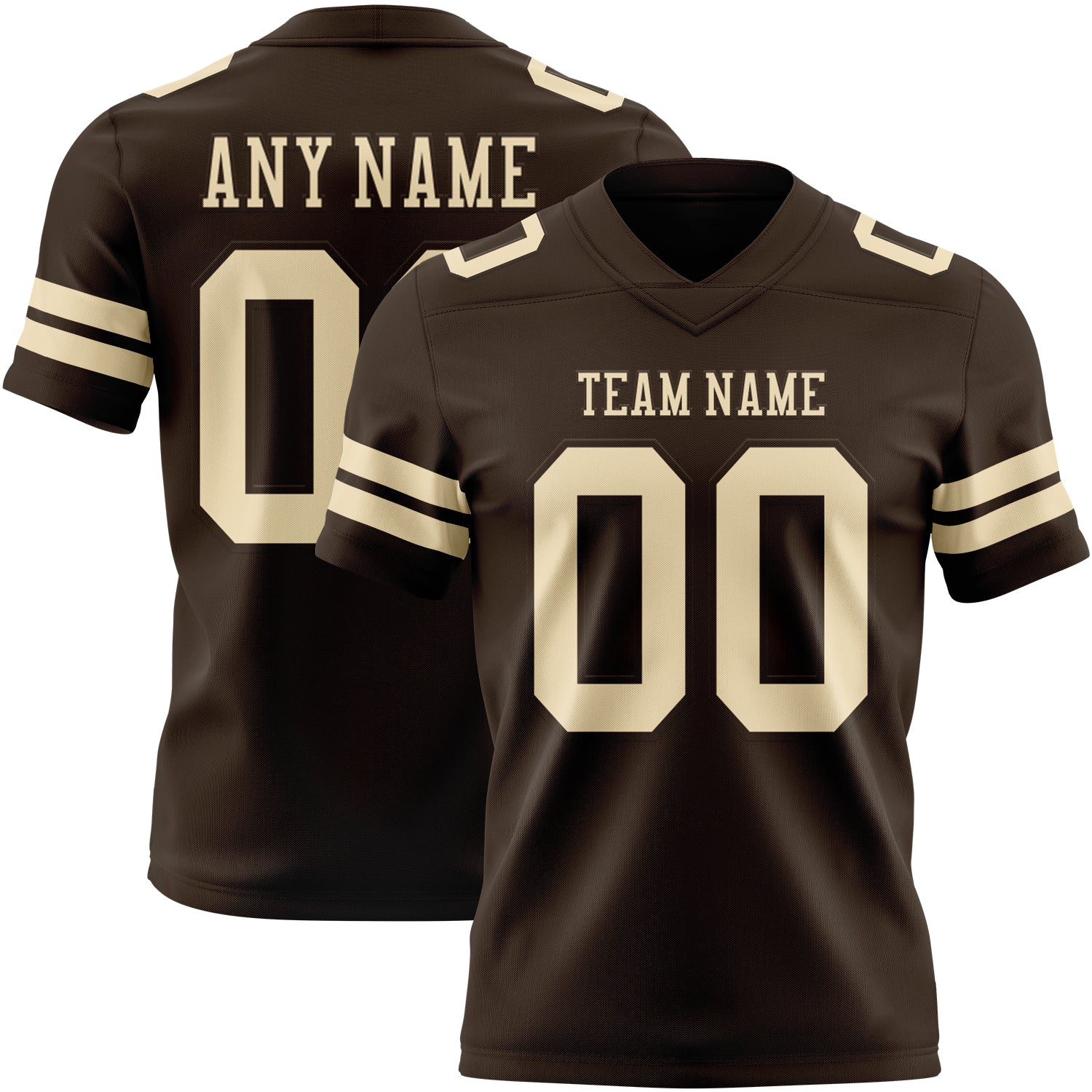 Custom Brown Cream Authentic Football Jersey - Main View