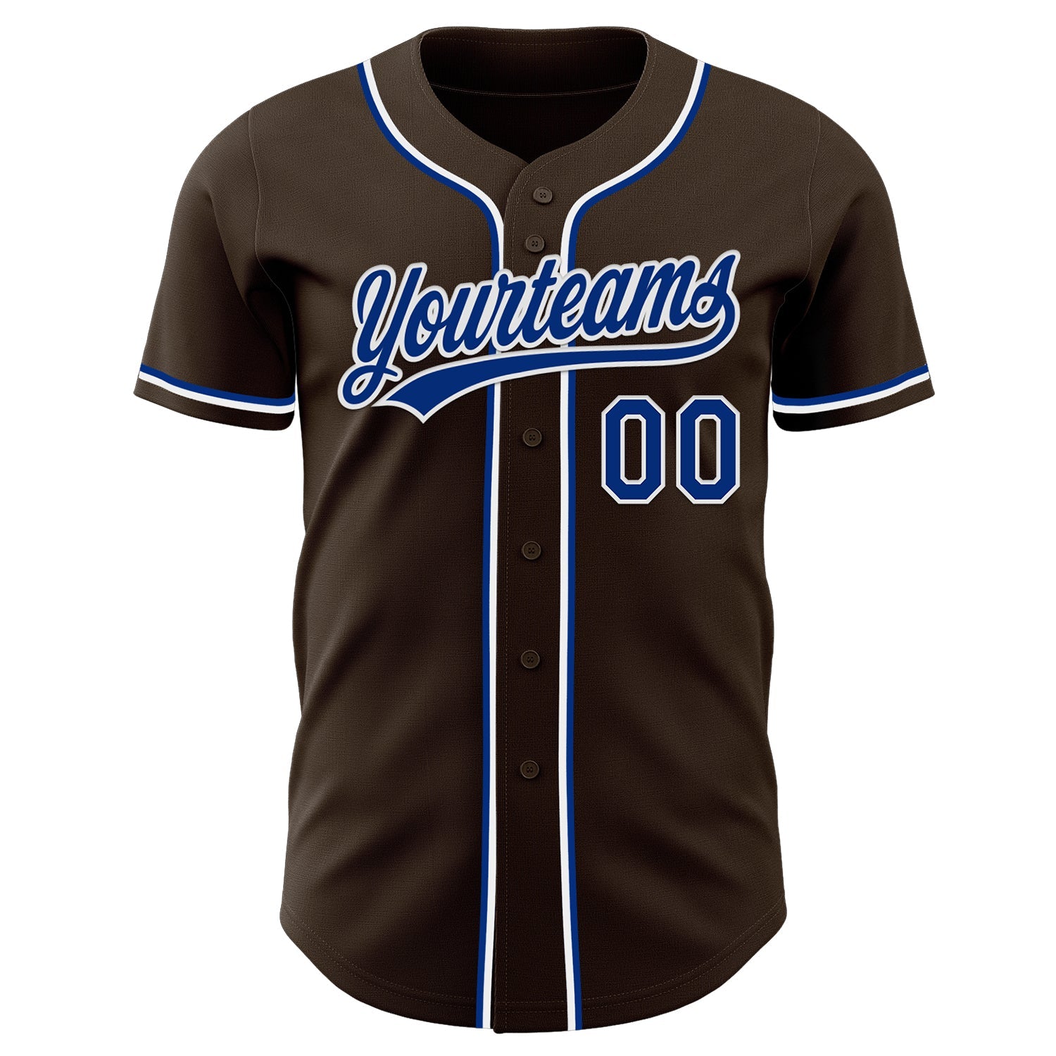 Custom Brown Royal-White Authentic Baseball Jersey view 2