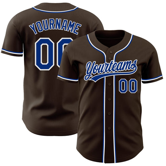 Custom Brown Royal-White Authentic Baseball Jersey - Main View