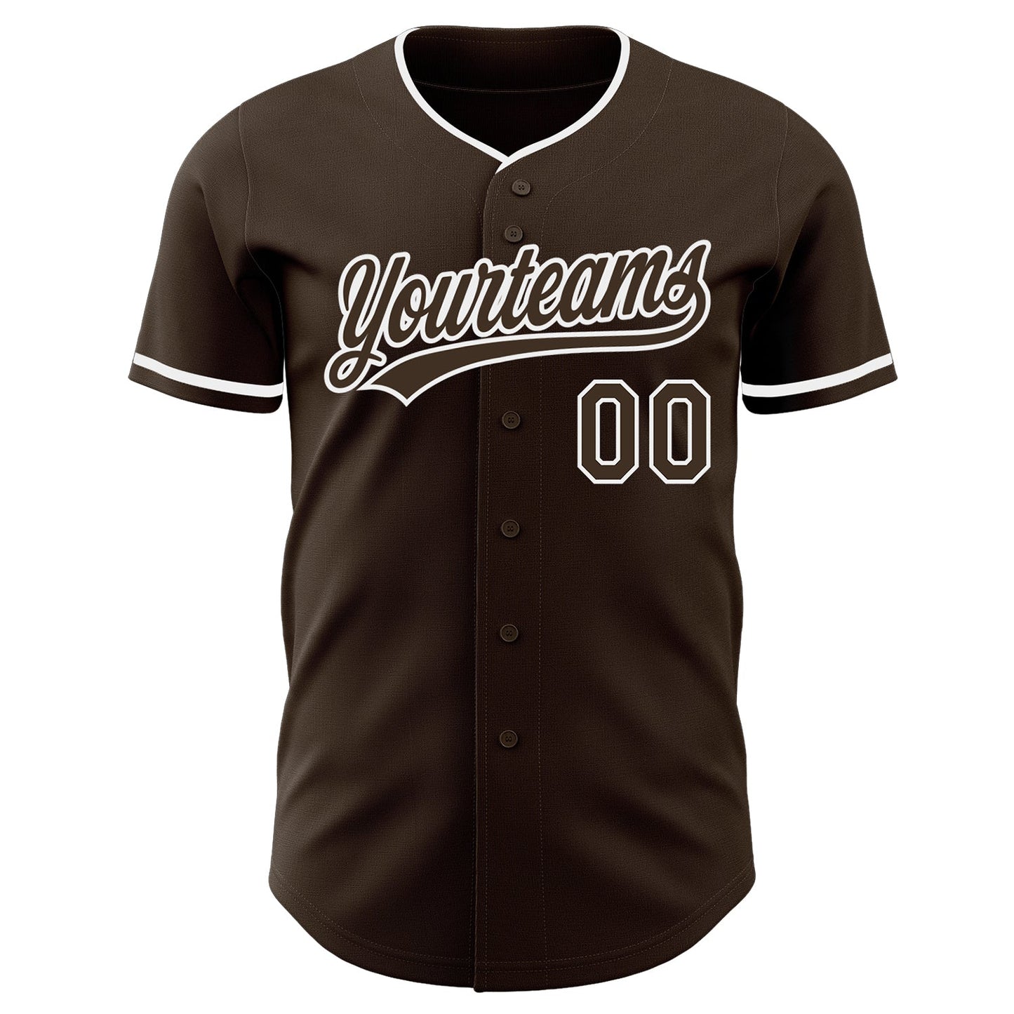 Custom Brown-White Authentic Baseball Jersey view 2