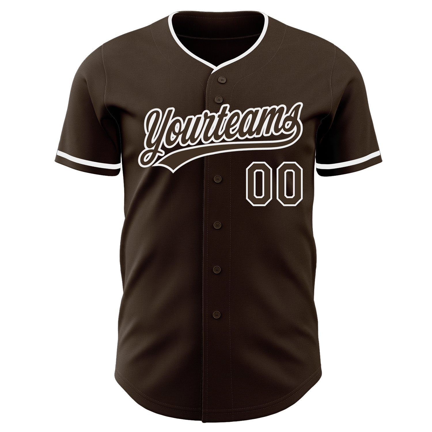 Custom Brown-White Authentic Baseball Jersey view 2