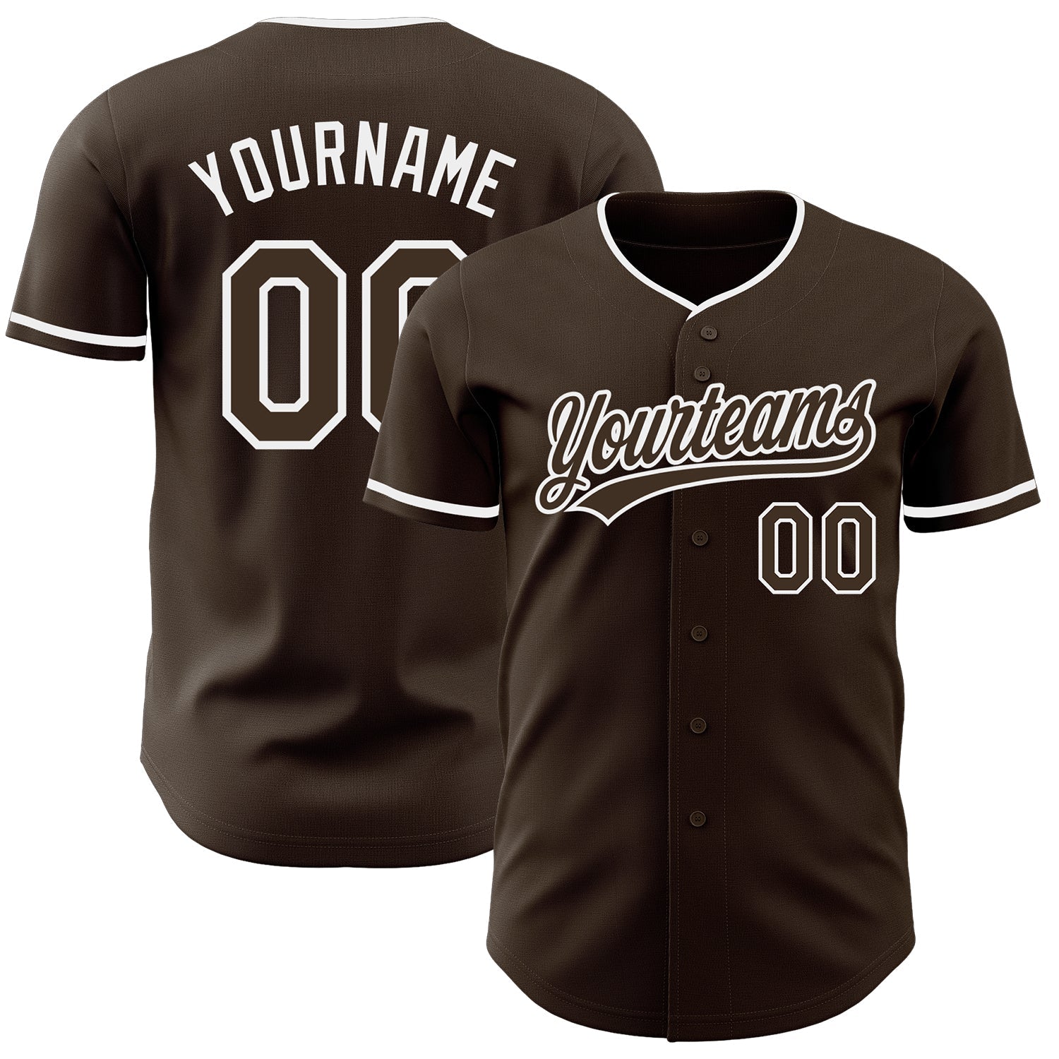 Custom Brown-White Authentic Baseball Jersey - Main View
