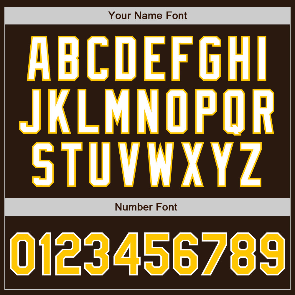 Custom Brown Yellow-White Authentic Baseball Jersey view 5