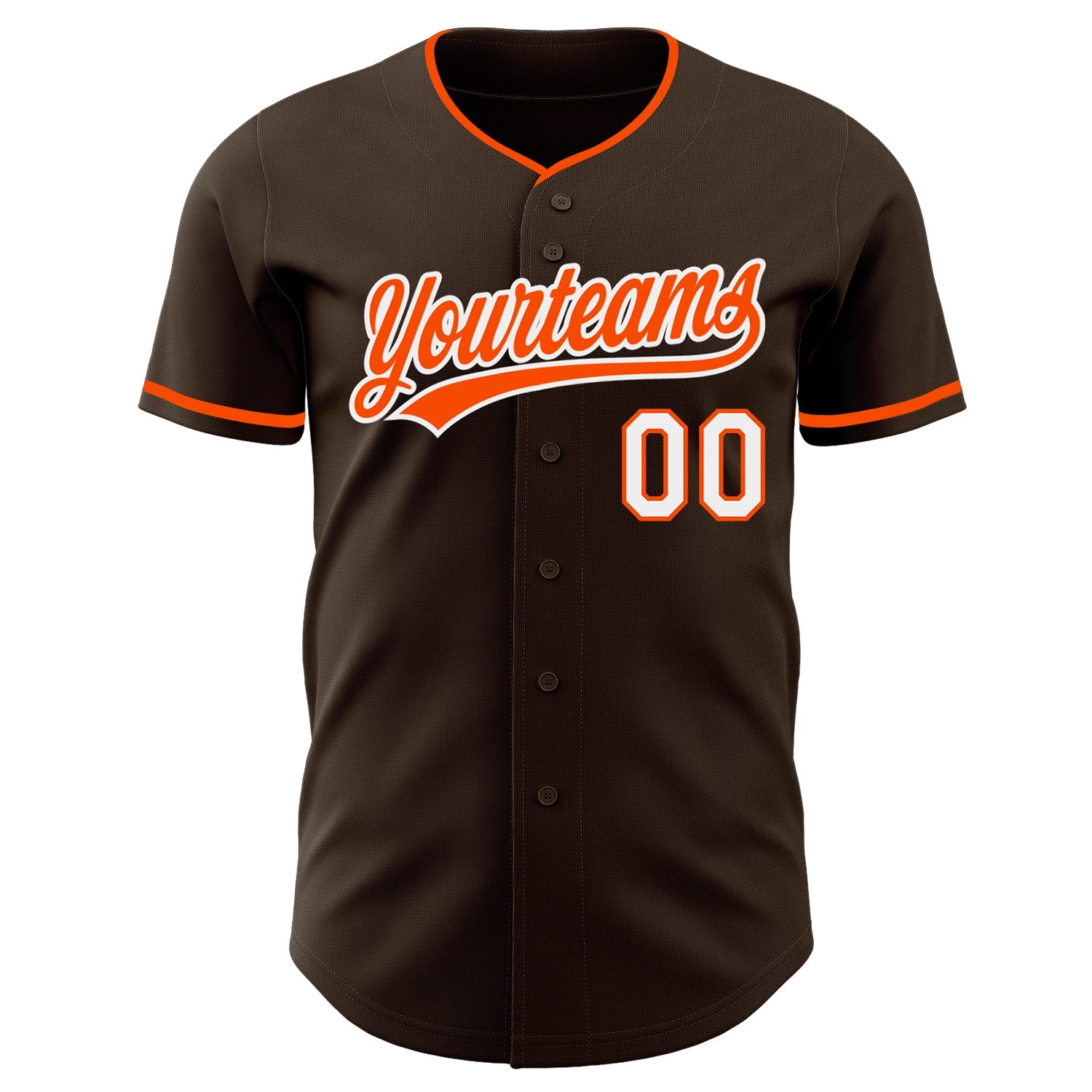 Custom Brown Orange-White Authentic Baseball Jersey view 2
