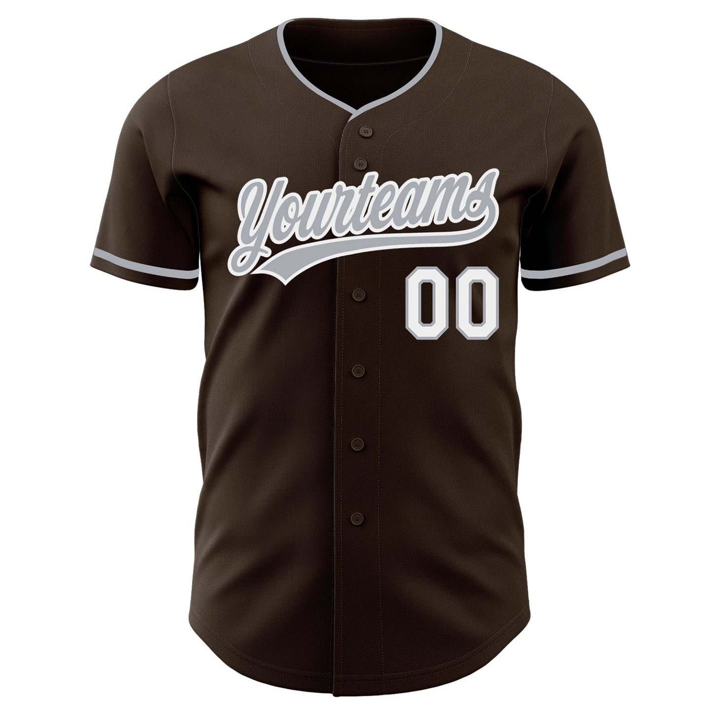 Custom Brown Gray-White Authentic Baseball Jersey view 2