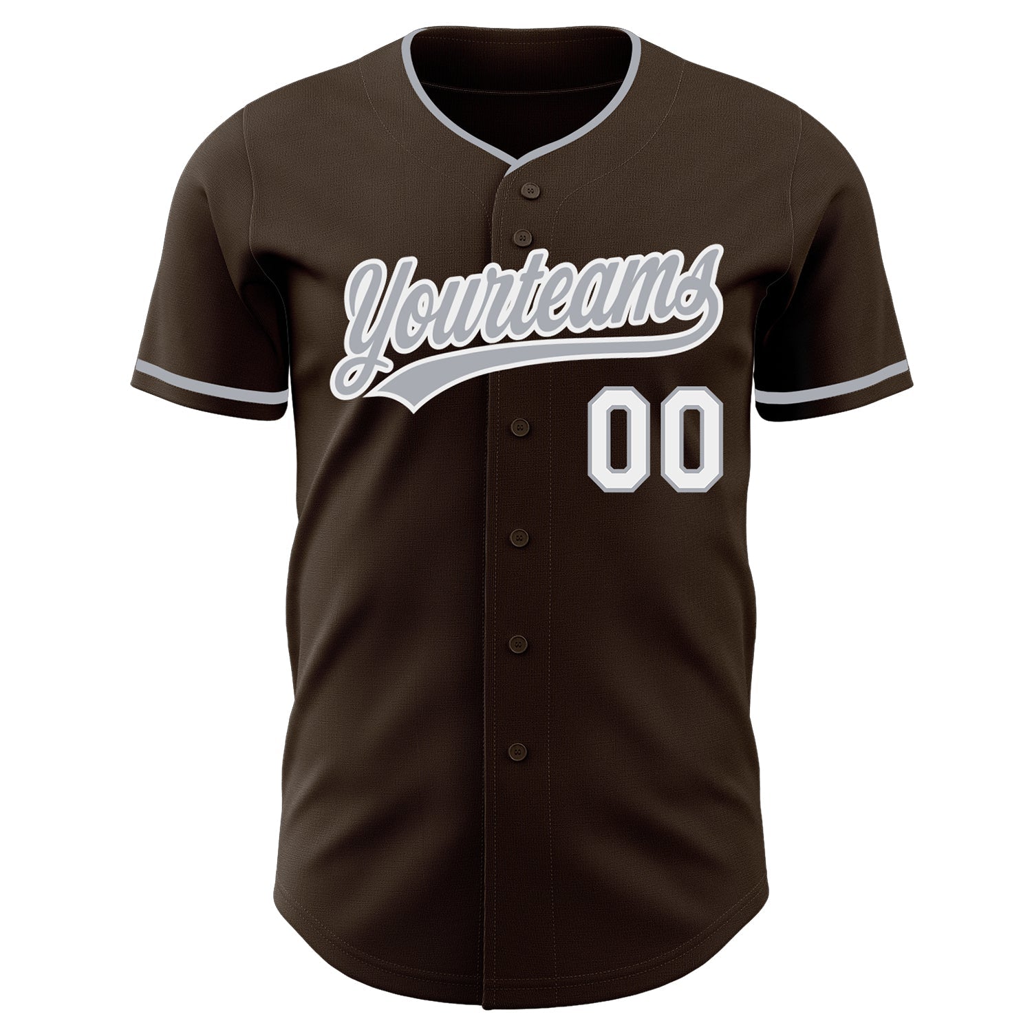 Custom Brown Gray-White Authentic Baseball Jersey view 2