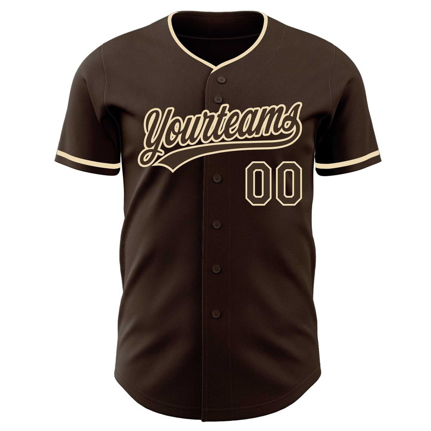 Custom Brown-Cream Authentic Baseball Jersey view 2