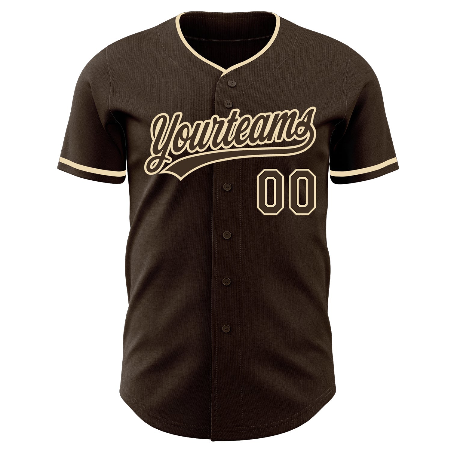 Custom Brown-Cream Authentic Baseball Jersey view 2