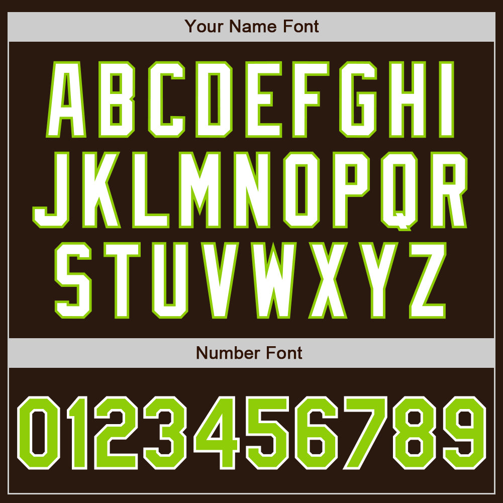 Custom Brown Neon Green-White Authentic Baseball Jersey view 5
