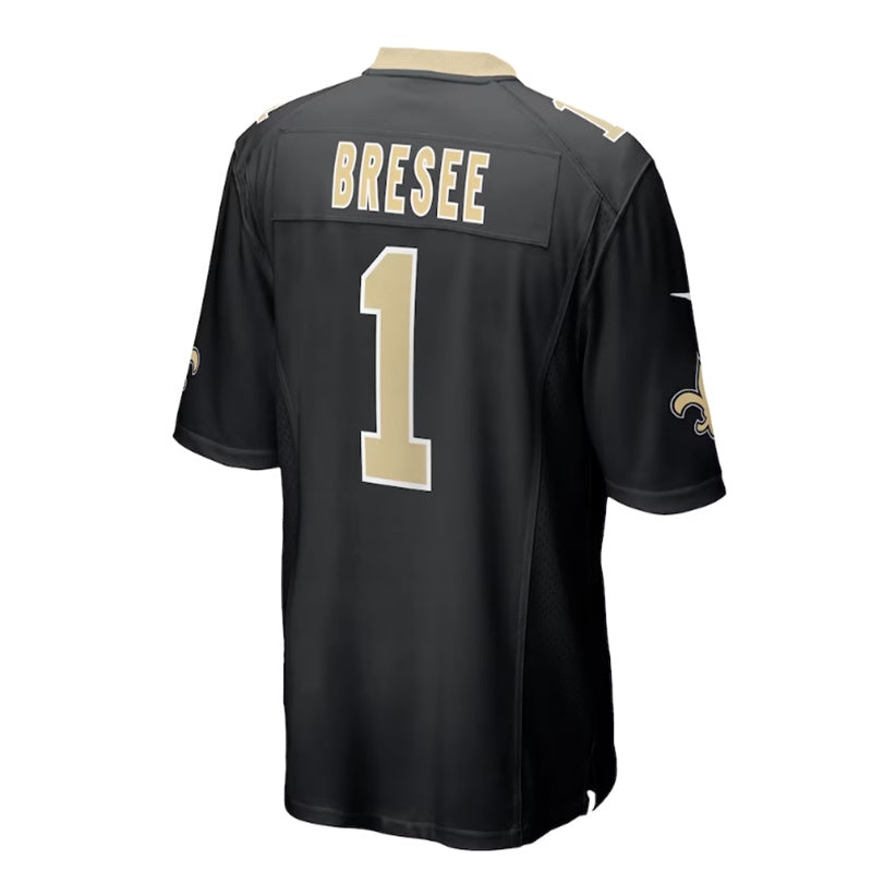 NO.Saints #1 Bryan Bresee 2023 Draft First Round Pick Game Jersey - Black Stitched American Football Jerseys - Main View