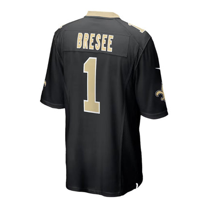 NO.Saints #1 Bryan Bresee 2023 Draft First Round Pick Game Jersey - Black Stitched American Football Jerseys - Main View