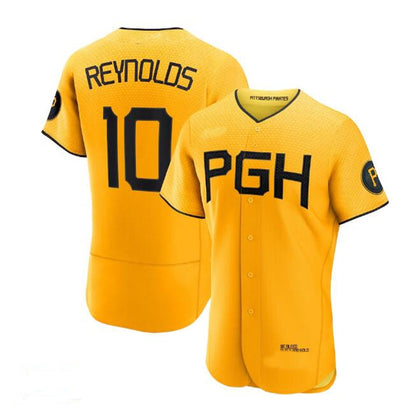 Pittsburgh Pirates #10 Bryan Reynolds 2023 City Connect Authentic Player Jersey - Gold Baseball Jerseys - Main View