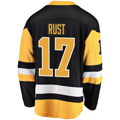 P.Penguins #17 Bryan Rust Fanatics Branded Home Breakaway Player Jersey Black Stitched American Hockey Jerseys - Main View