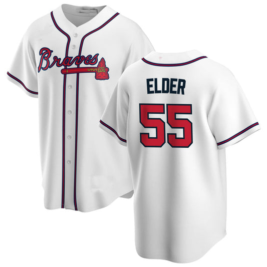 Atlanta Braves #55 Bryce Elder White Alternate Authentic Player Jersey Stitches Baseball Jerseys - Main View