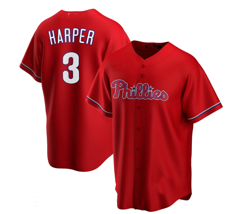Philadelphia Phillies #3 Bryce Harper Alternate Replica Player Jersey - Red Baseball Jerseys - Main View