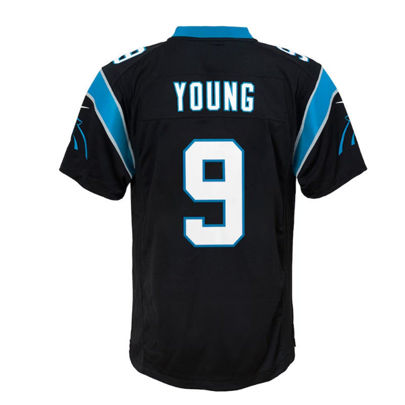 C.Panthers #9 Bryce Young 2023 Draft First Round Pick Game Jersey - Black Stitched American Football Jerseys - Main View