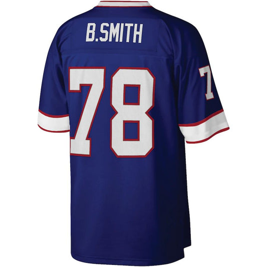 B.Bills #78 Bruce Smith Mitchell & Ness Royal 1990 Legacy Replica Jersey Stitched American Football Jerseys - Main View