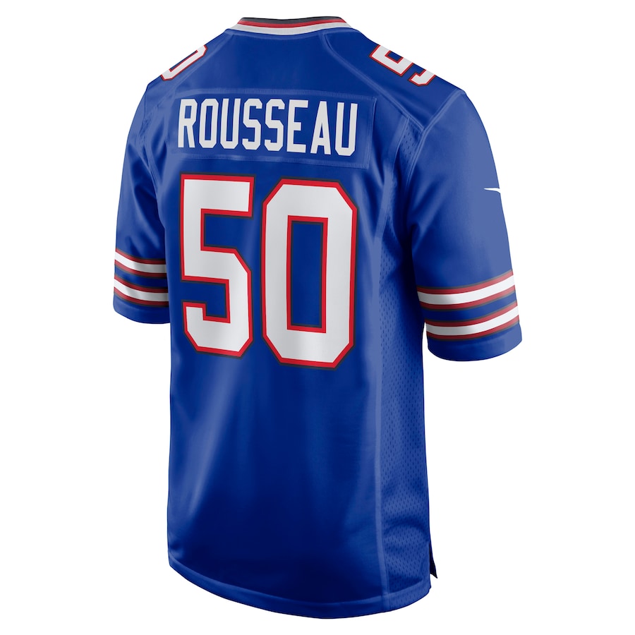 B.Bills #50 Gregory Rousseau Royal Game Player Jersey American Stitched Football Jerseys - Main View