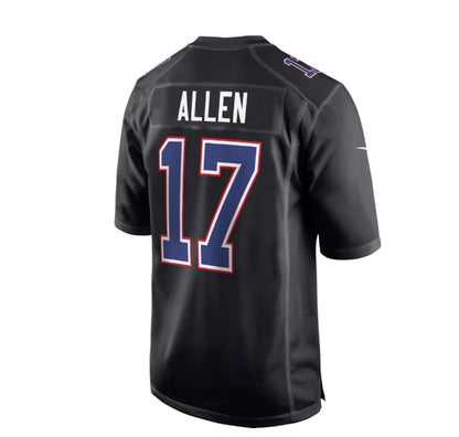 B.Bills #17 Josh Allen #17 Josh Allen Black Carbon Fashion Game Football Stitched American Jerseys - Main View