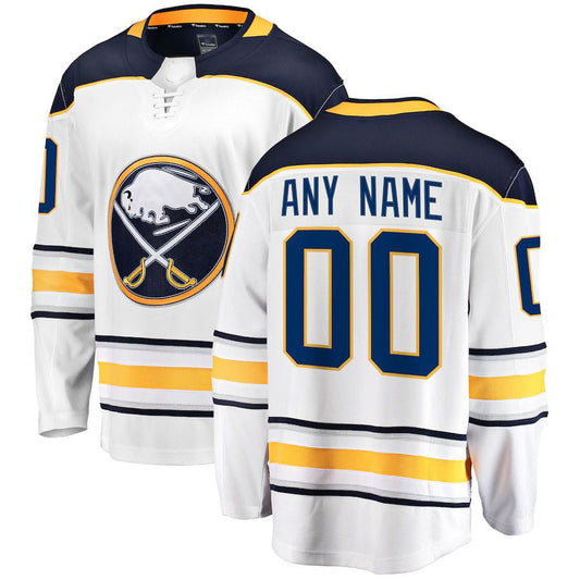 Custom B.Sabres Fanatics Branded Away Breakaway Jersey White Stitched American Hockey Jerseys - Main View