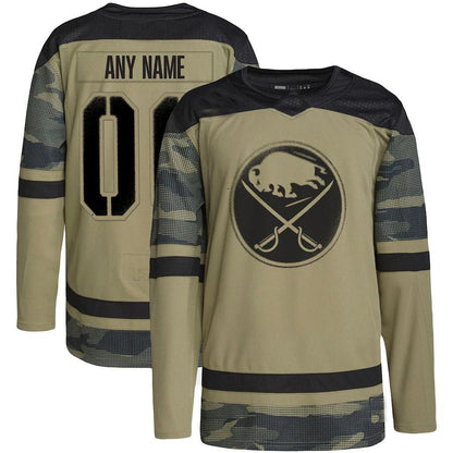 Custom B.Sabres Military Appreciation Team Authentic Practice Jersey Camo Stitched American Hockey Jerseys - Main View