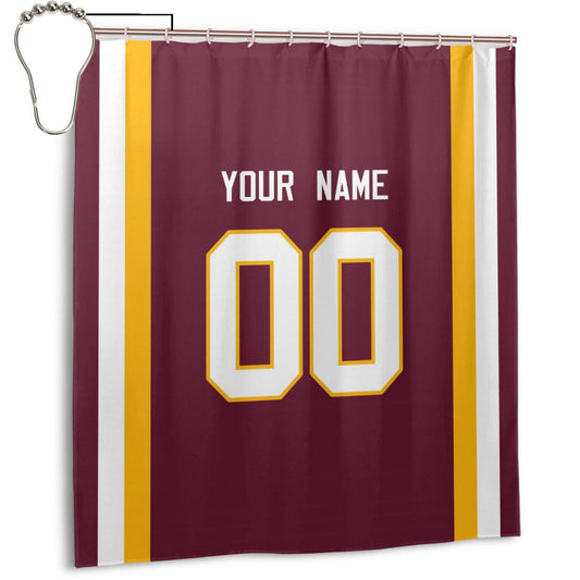 Custom W.Commanders Football style personalized shower curtain custom design name and number set of 12 shower curtain hooks Rings - Main View