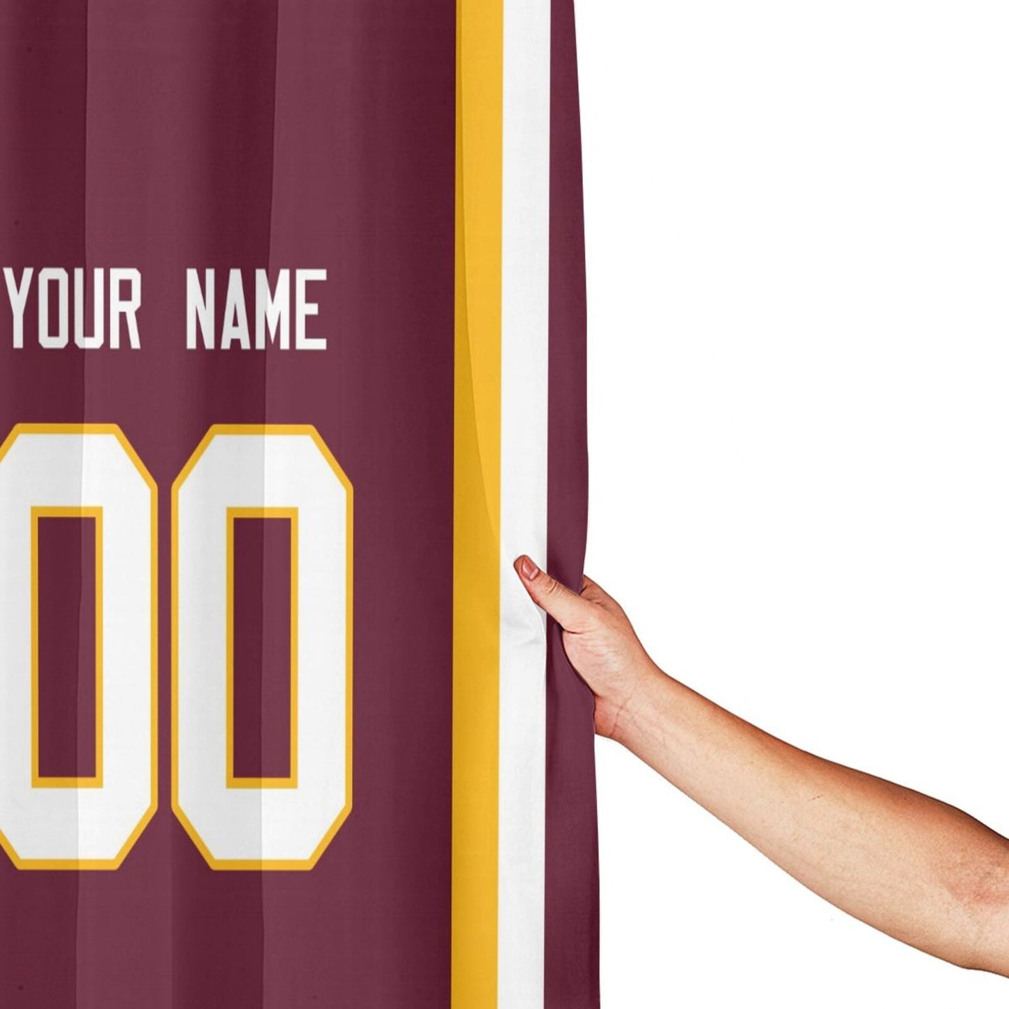 Custom W.Commanders Football style personalized shower curtain custom design name and number set of 12 shower curtain hooks Rings view 3